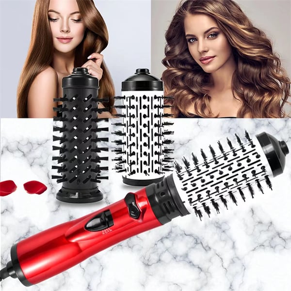 Brosse sèche cheveux rotative à 2 têtes pour sécher, boucler et lisser les cheveux