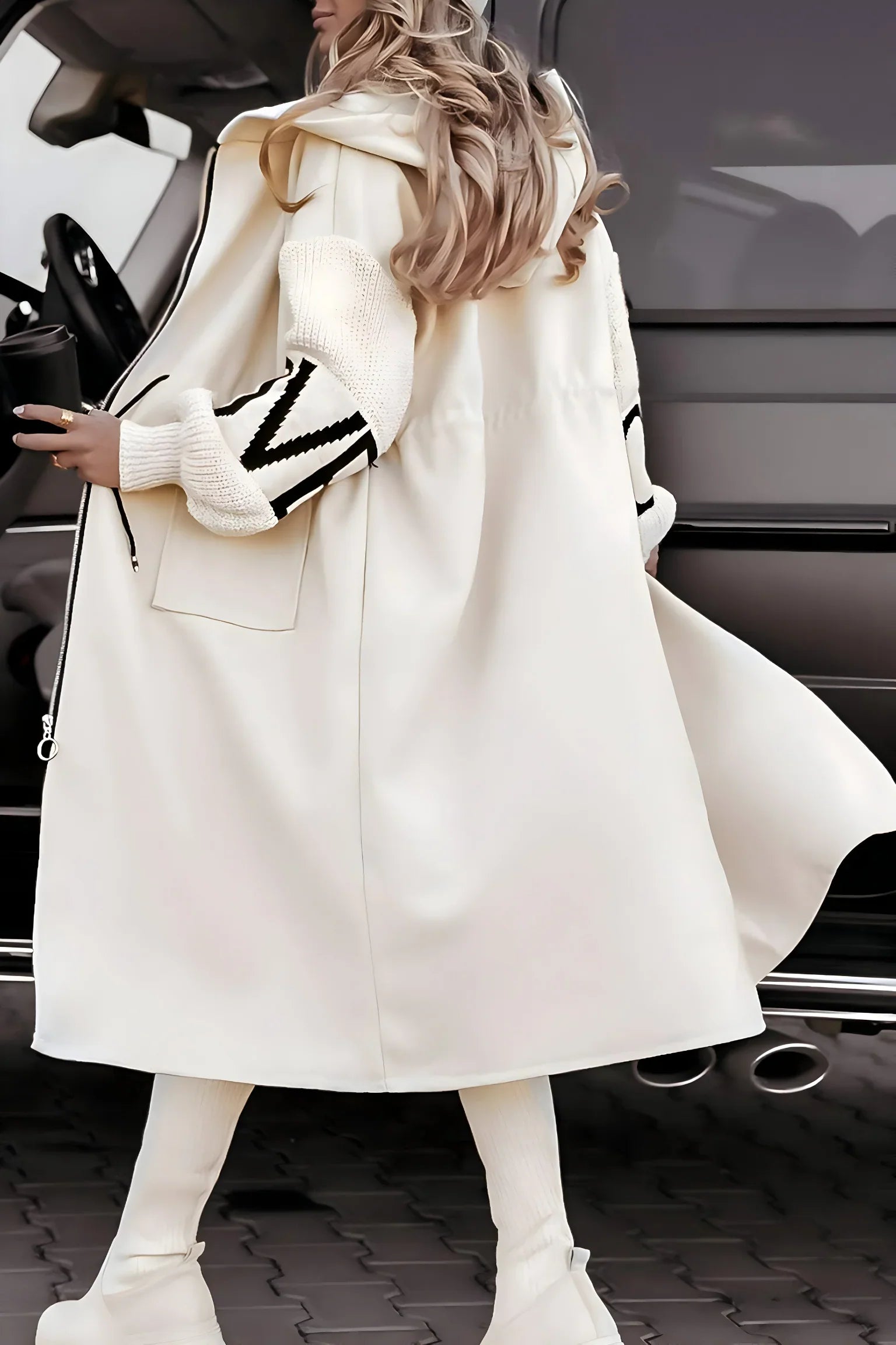 Veste à capuche à manches en tricot