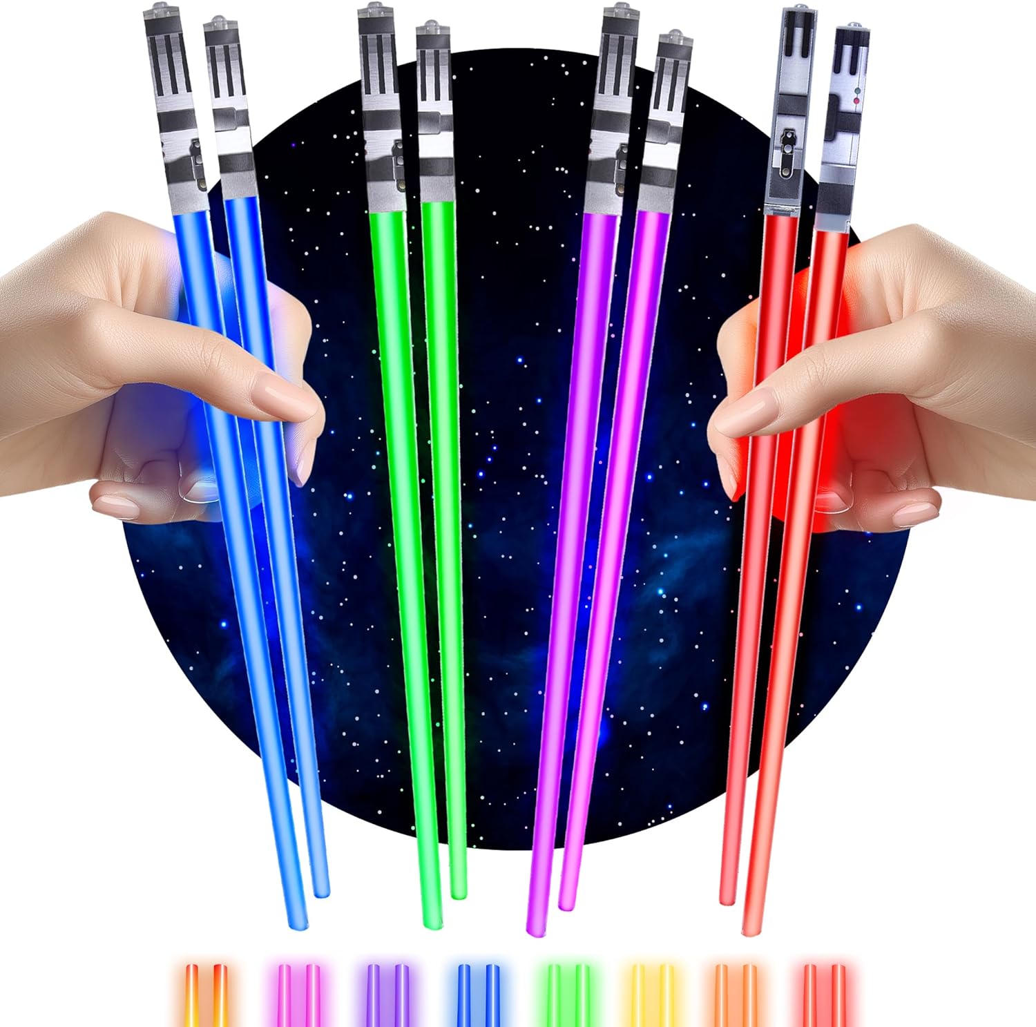 Lot de 4 paires de baguettes chinoise à led