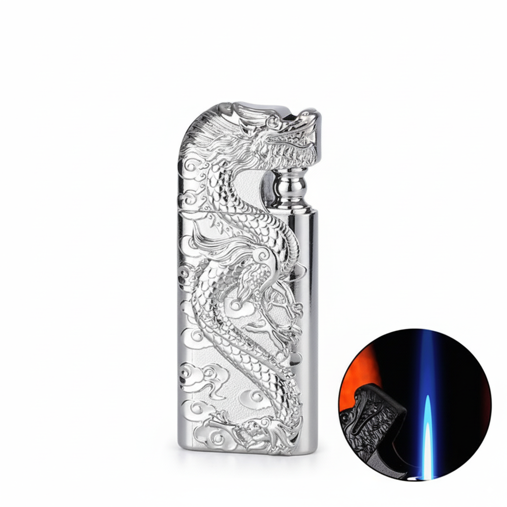 Briquet dragon silver