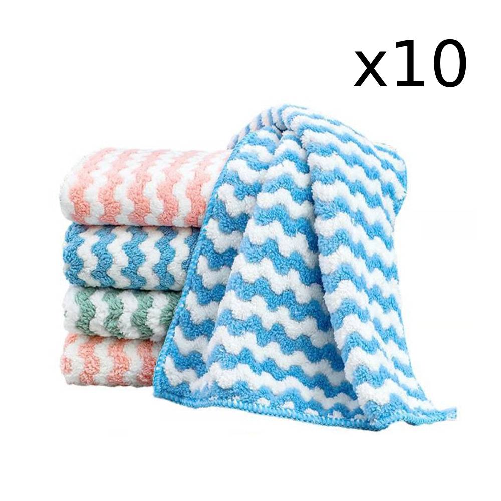Lot de 10 serviettes microfibre