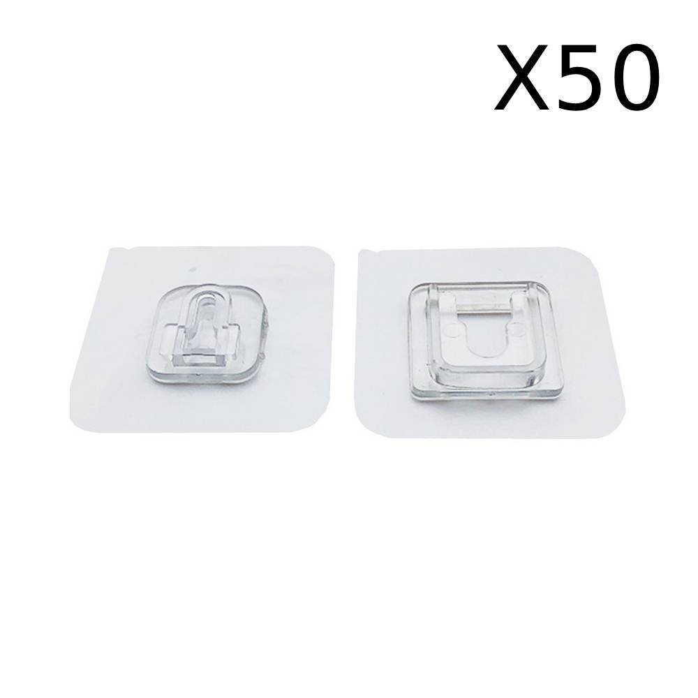 Lot de 50 Crochets muraux adhésifs double face transparents