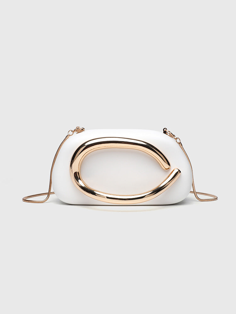Mini sac avec poignée en métal et chaîne à bandoulière
