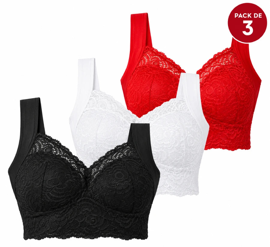 Lot de 3 Soutien-Gorge Comflit™ (Noir, Blanc, Rouge)