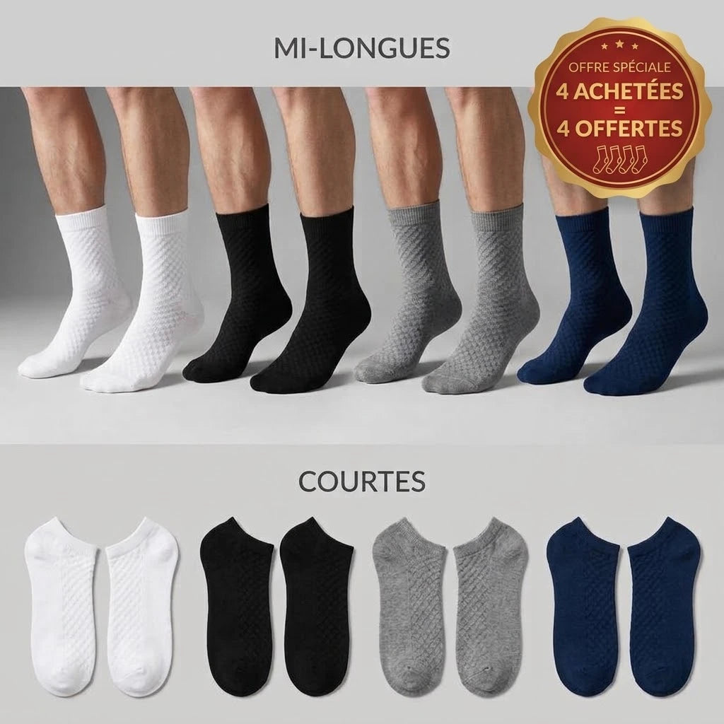 Lot de 8 Chaussettes en bambou (4 achetés + 4 offertes)
