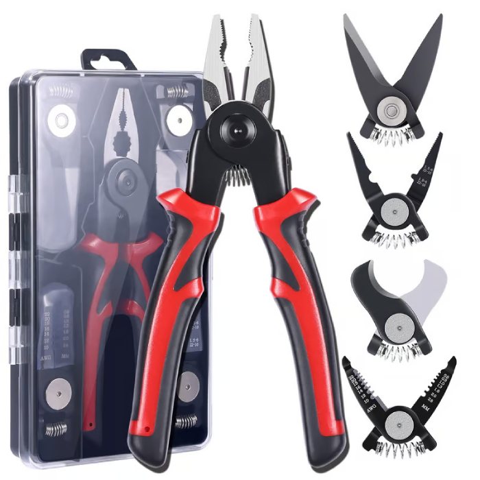 Ensemble d'outils de pinces à tête interchangeable multifonctionnel 5 en 1
